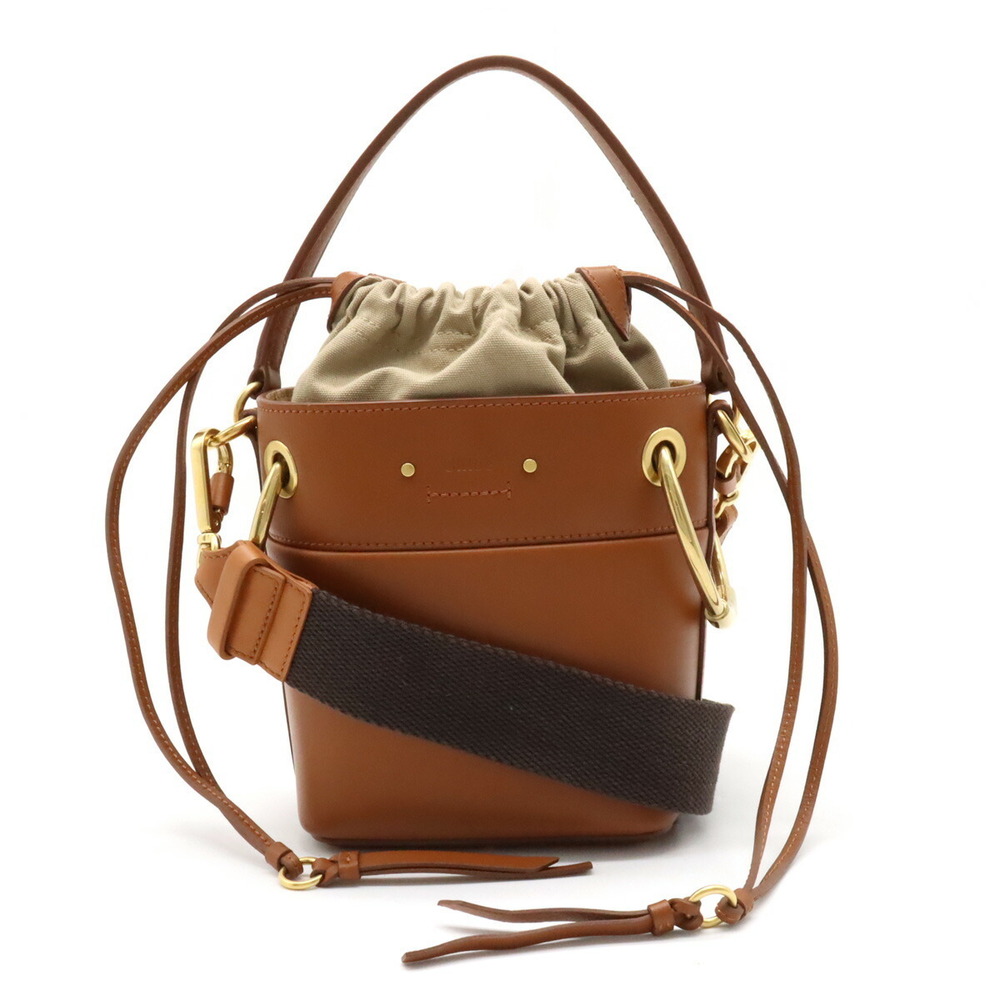 Chloe ROY Bucket Bag Shoulder Drawstring Leather Camel Brown